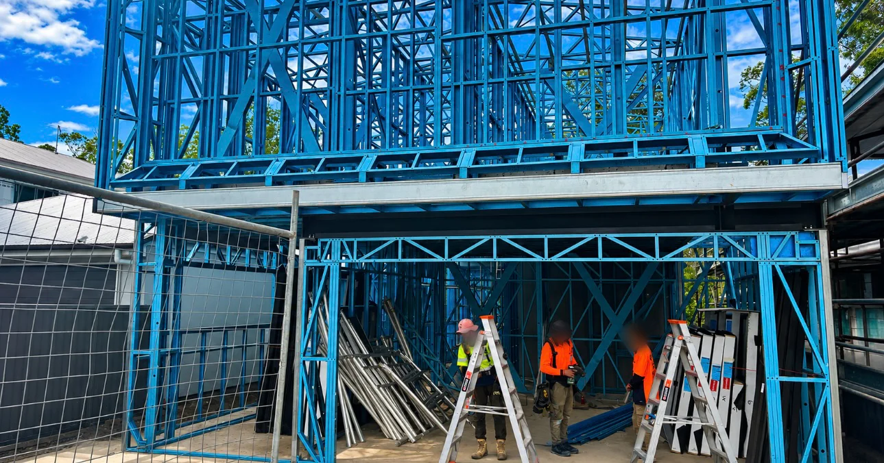 Steel frame and lower-level construction